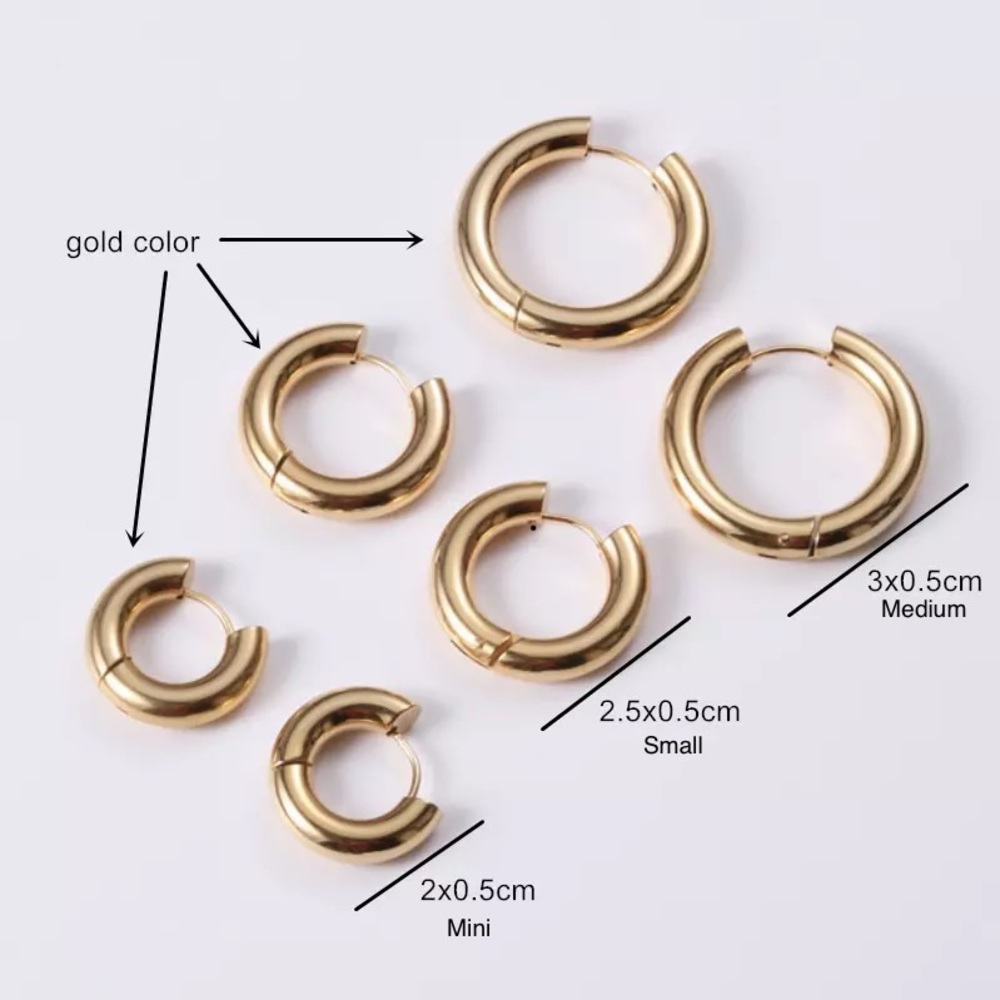 Insta 18k Gold Plated Stainless Chunky Huggies Hoop Earrings Gift Mother Sister